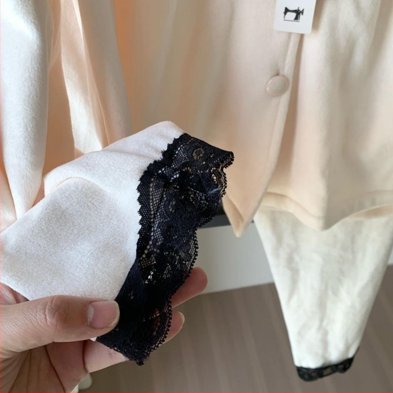 Island Velvet pidžaama komplekt prantsuse stiilis pitsiga, pikkade varrukatega, püksid