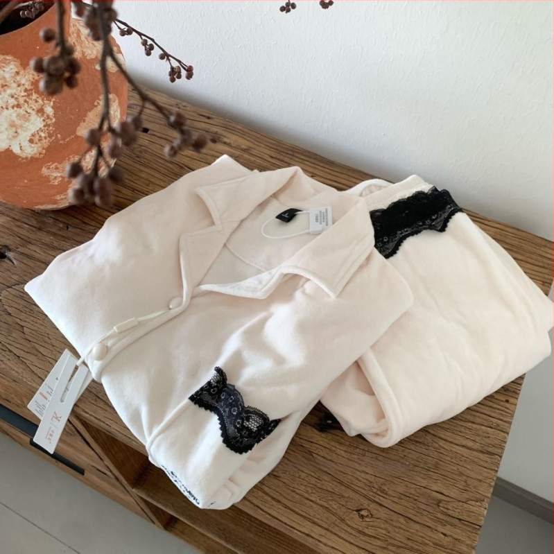 Island Velvet pidžaama komplekt prantsuse stiilis pitsiga, pikkade varrukatega, püksid