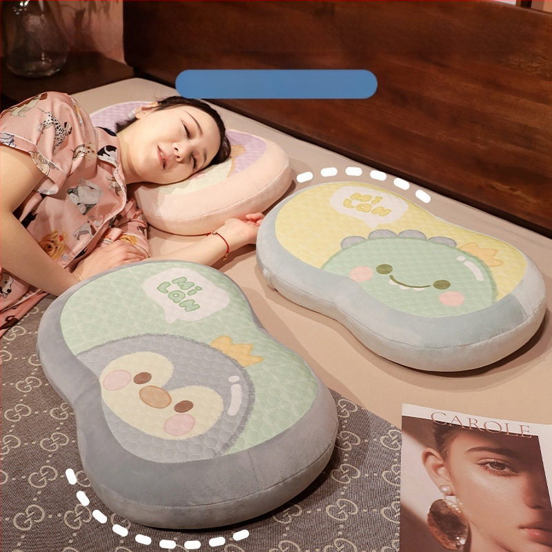 Atminties medvilninis kaklo pagalvė su ledo šilko užvalkalu, ovalo formos, ženklo Initial Floc, svoris iki 1 kg