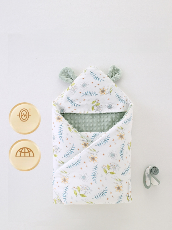 Beebihug-pleed 100% puuvillast, täidis keemiliste kiududega, karikatuurimuster, vastsündinutele, kogu hooajaks