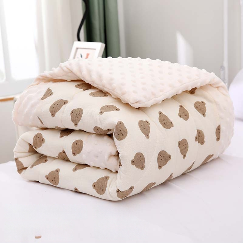 Naujagimių žieminis pledas su sojų pluošto užpildu, gauzės audinys, animacinio stiliaus, tinkamas vaikams iki 6 metų