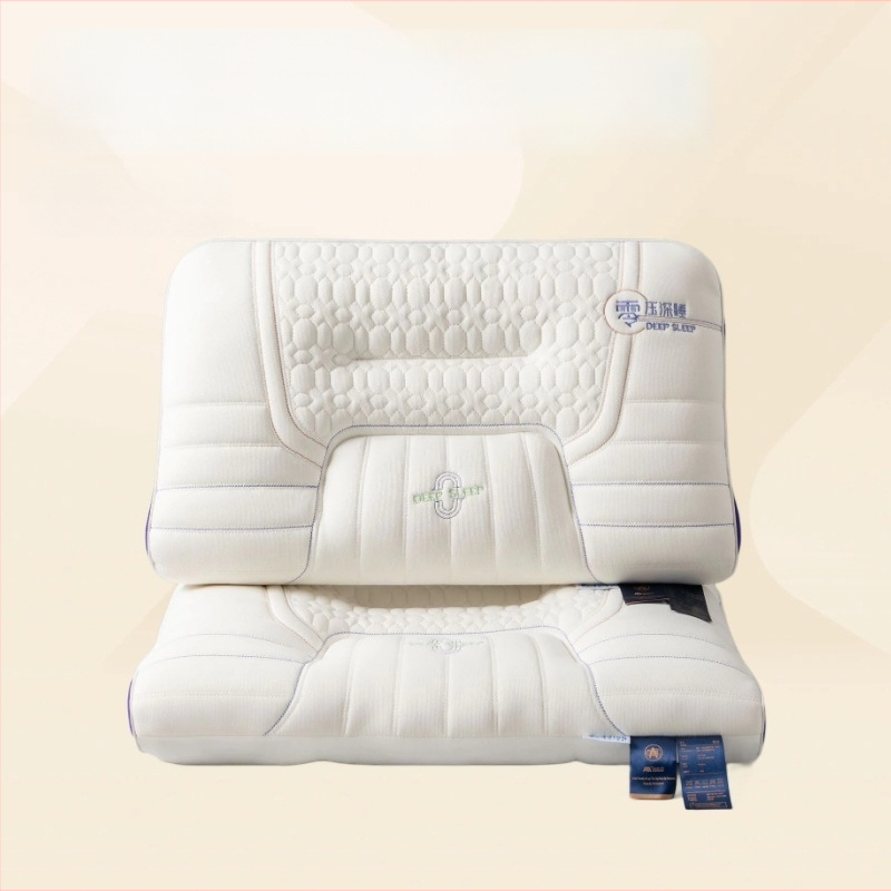 Lateksinė pagalvė su dvigubu užpildymu (viršutinis lateksas, apatinis 100% poliesteris) suaugusiems, stačiakampio formos, užvalkalas iš cheminių pluoštų