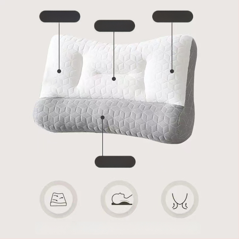 Latekso trakcinė pagalvė kaklo slankstelių palaikymui ir miegui, stačiakampė, aukštis 1–5 cm, svoris 1.1–1.5 kg, užpildas 99% latekso