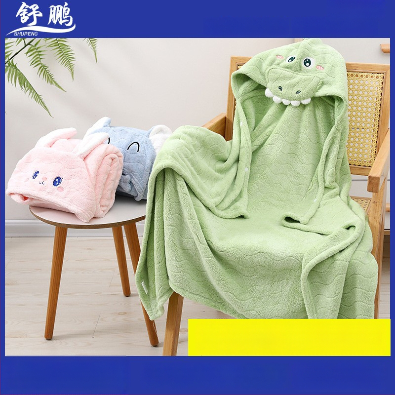 Shu Peng Kapucė prisidengimo vaikų vonios rankšluostis su gyvūno galvos forma, mikropluoštas, koralinis pluoštas, 200–300 g