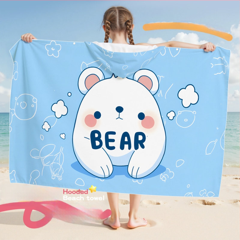 Bērnu ātri žūstošs kapes dvielis plūšanai, divpusējs samets, 200–300 g