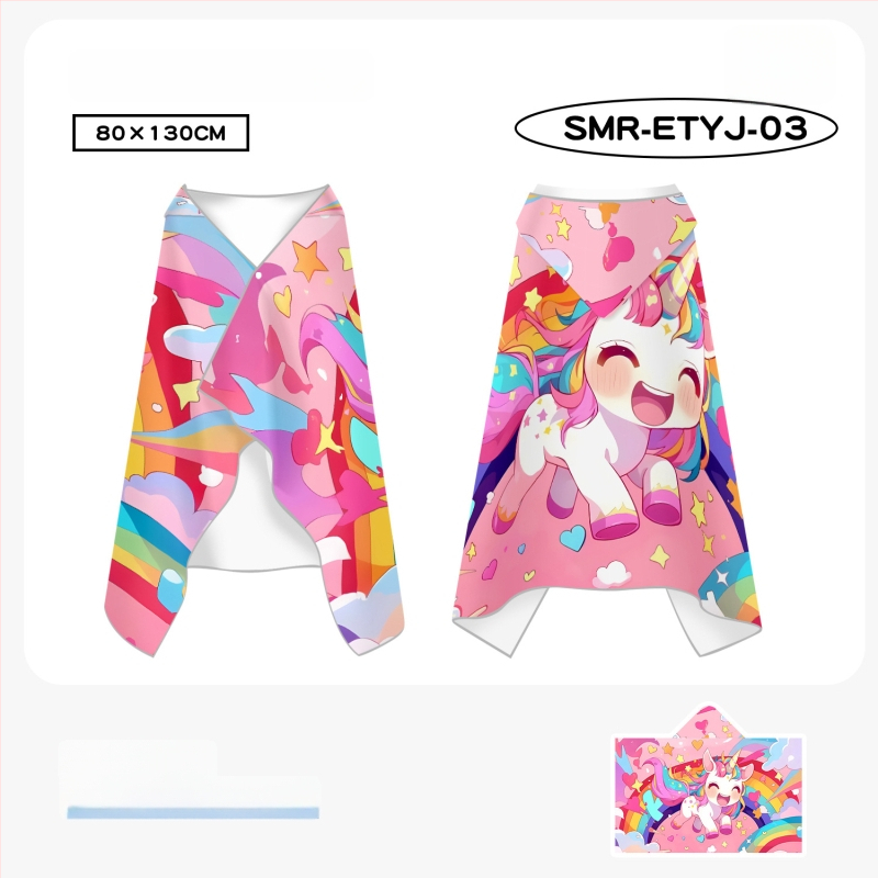 Bērnu ātri žūstošs kapes dvielis plūšanai, divpusējs samets, 200–300 g