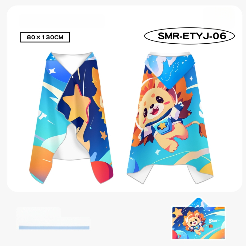 Bērnu ātri žūstošs kapes dvielis plūšanai, divpusējs samets, 200–300 g