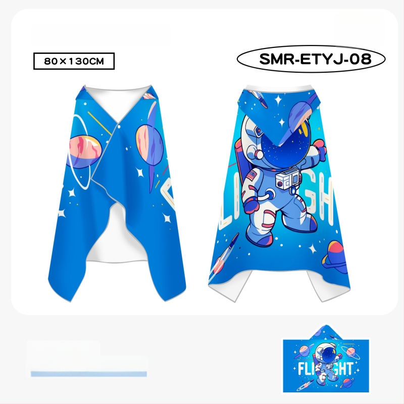 Bērnu ātri žūstošs kapes dvielis plūšanai, divpusējs samets, 200–300 g