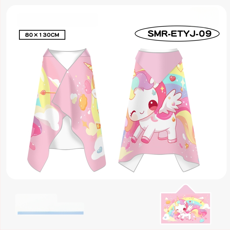 Bērnu ātri žūstošs kapes dvielis plūšanai, divpusējs samets, 200–300 g