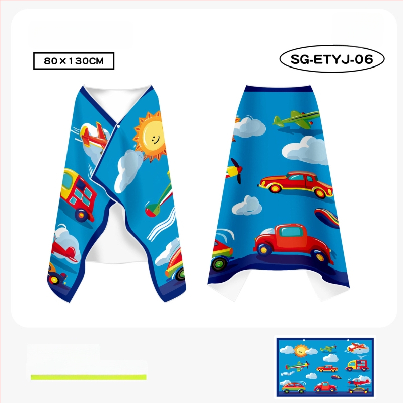 Bērnu ātri žūstošs kapes dvielis plūšanai, divpusējs samets, 200–300 g