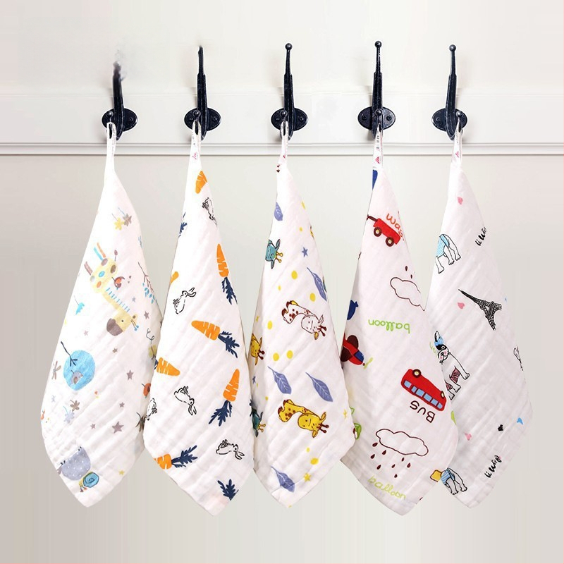 Kūdikių 100% medvilniniai marlės rankšluostėliai veidui, 5 vnt., minkšti kvadratiniai rankšluostėliai, greitas įsisavinimas 5–10 s