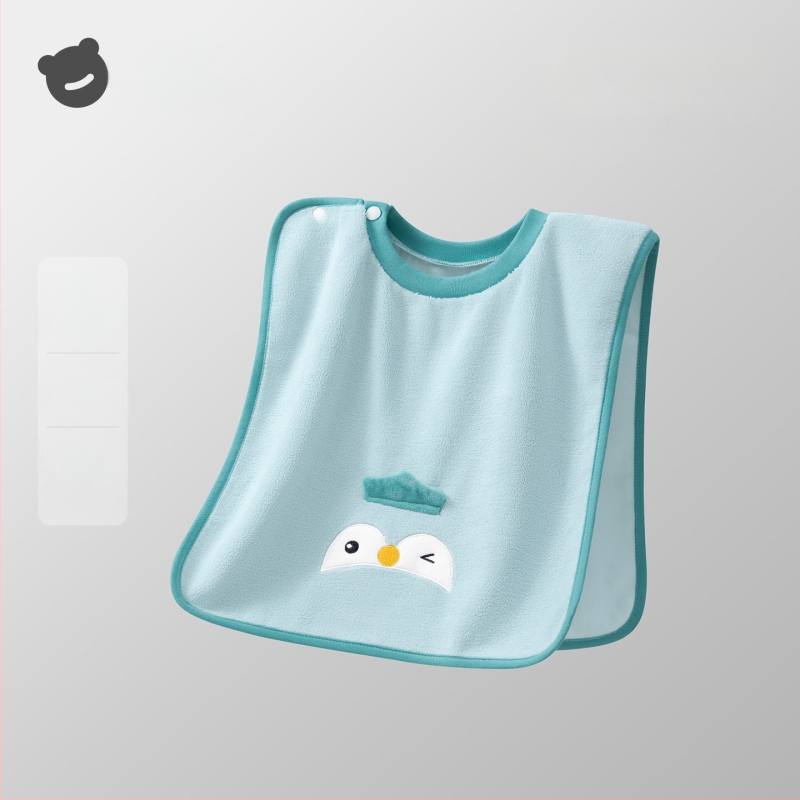 Laste näopuhastamiseks ja hammaste harjamiseks veekindla bibiga pesulapp, polüestri kiud, sobib 0–6-aastastele, kogu aasta kasutamiseks