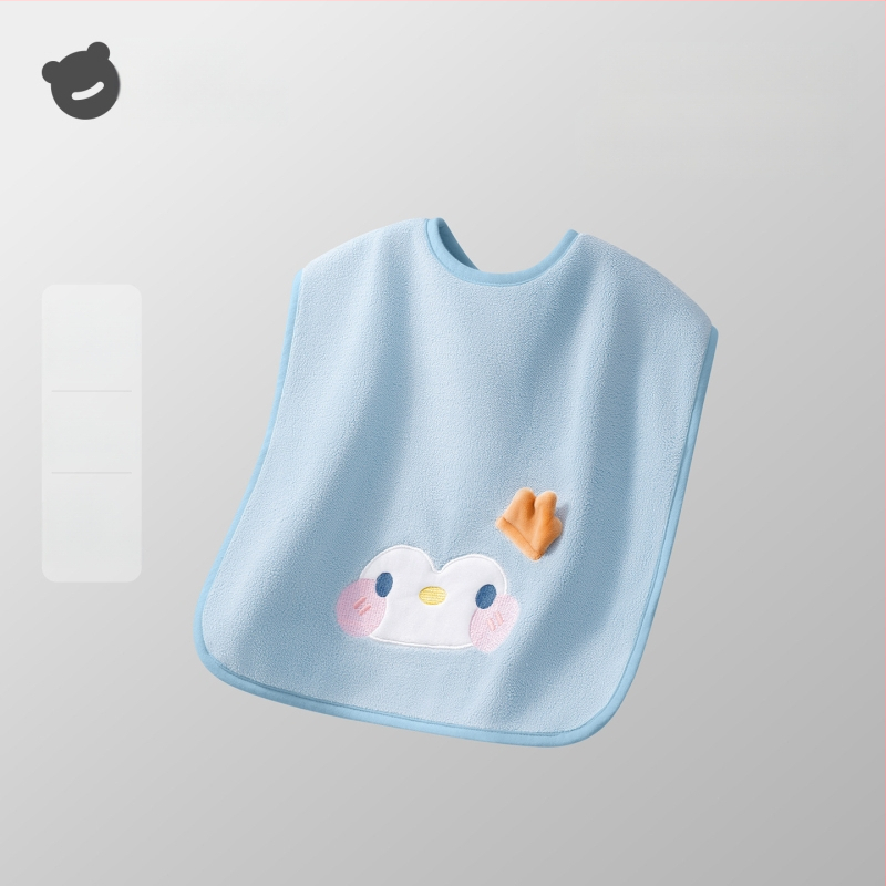 Laste näopuhastamiseks ja hammaste harjamiseks veekindla bibiga pesulapp, polüestri kiud, sobib 0–6-aastastele, kogu aasta kasutamiseks