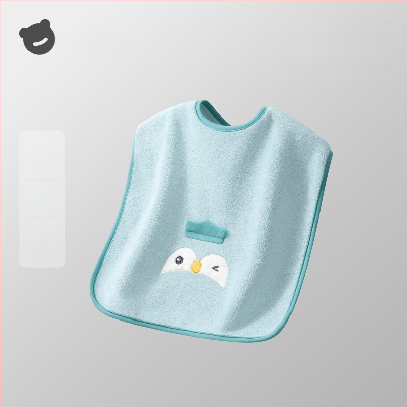 Laste näopuhastamiseks ja hammaste harjamiseks veekindla bibiga pesulapp, polüestri kiud, sobib 0–6-aastastele, kogu aasta kasutamiseks