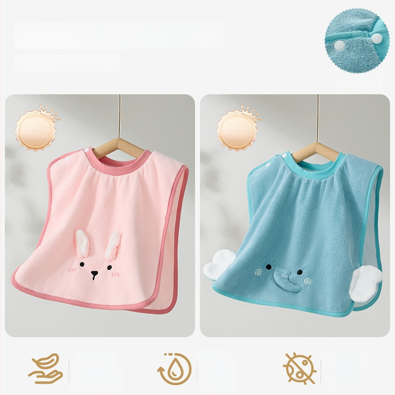 Laste näopuhastamiseks ja hammaste harjamiseks veekindla bibiga pesulapp, polüestri kiud, sobib 0–6-aastastele, kogu aasta kasutamiseks