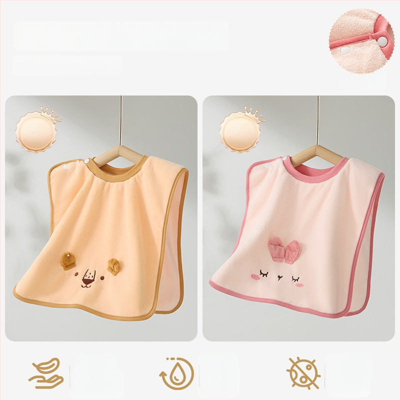 Laste näopuhastamiseks ja hammaste harjamiseks veekindla bibiga pesulapp, polüestri kiud, sobib 0–6-aastastele, kogu aasta kasutamiseks