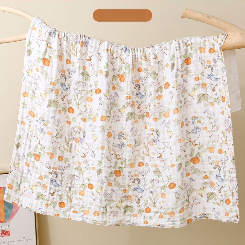 Kūdikių marlių rankšluostis su karikatūrų raštu – visiems metų laikams, 300–400 g, 40 siūlų, Spausdinta