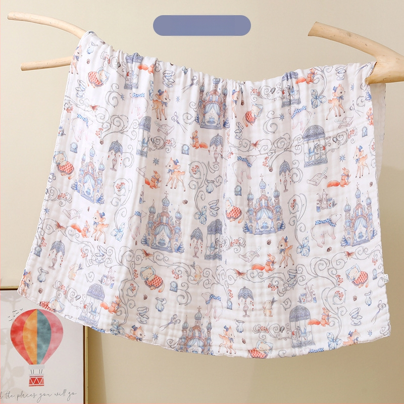 Kūdikių marlių rankšluostis su karikatūrų raštu – visiems metų laikams, 300–400 g, 40 siūlų, Spausdinta