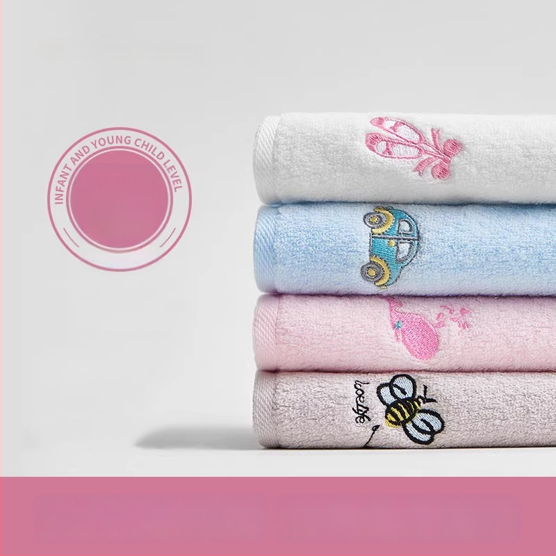 Sanli medvilninis veido rankšluostis su siuvinėjimu, 32S siūlai, svoris mažiau nei 50 g