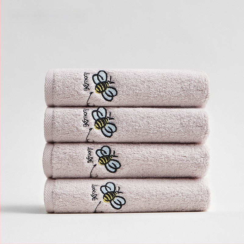 Sanli medvilninis veido rankšluostis su siuvinėjimu, 32S siūlai, svoris mažiau nei 50 g