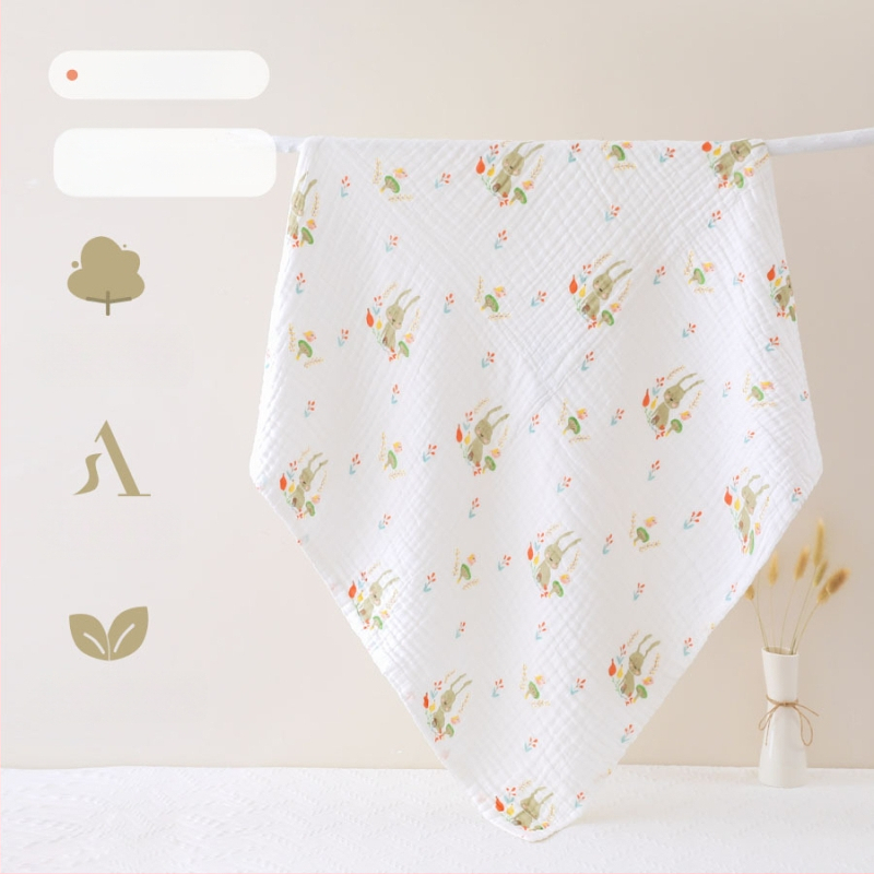 Šešių sluoksnių medvilninė marle kūdikių vonios rankšluostis, sugeriantis, su ranka nupieštu raštu, Klasė A