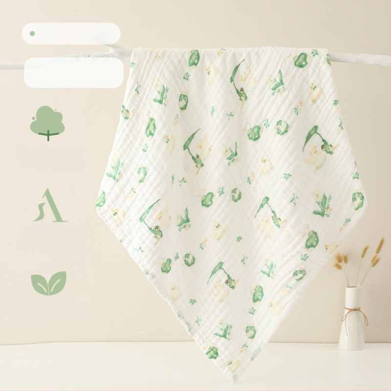 Šešių sluoksnių medvilninė marle kūdikių vonios rankšluostis, sugeriantis, su ranka nupieštu raštu, Klasė A