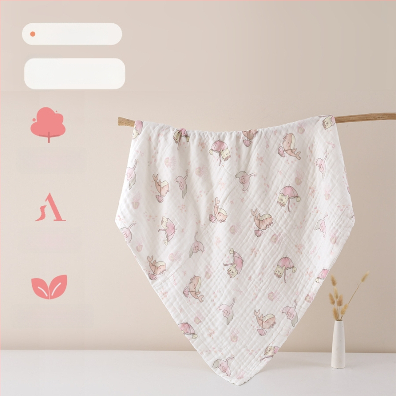 Šešių sluoksnių medvilninė marle kūdikių vonios rankšluostis, sugeriantis, su ranka nupieštu raštu, Klasė A