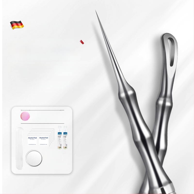 Spuogų adatos ir inkštirų šalinimo rinkinys, itin aštri No. 5 galvutė, nerūdijantis plienas