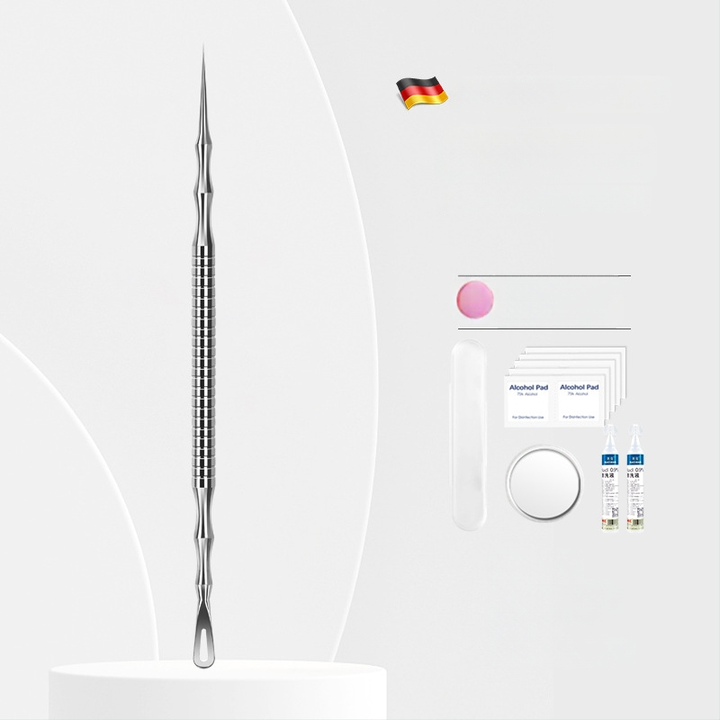 Spuogų adatos ir inkštirų šalinimo rinkinys, itin aštri No. 5 galvutė, nerūdijantis plienas