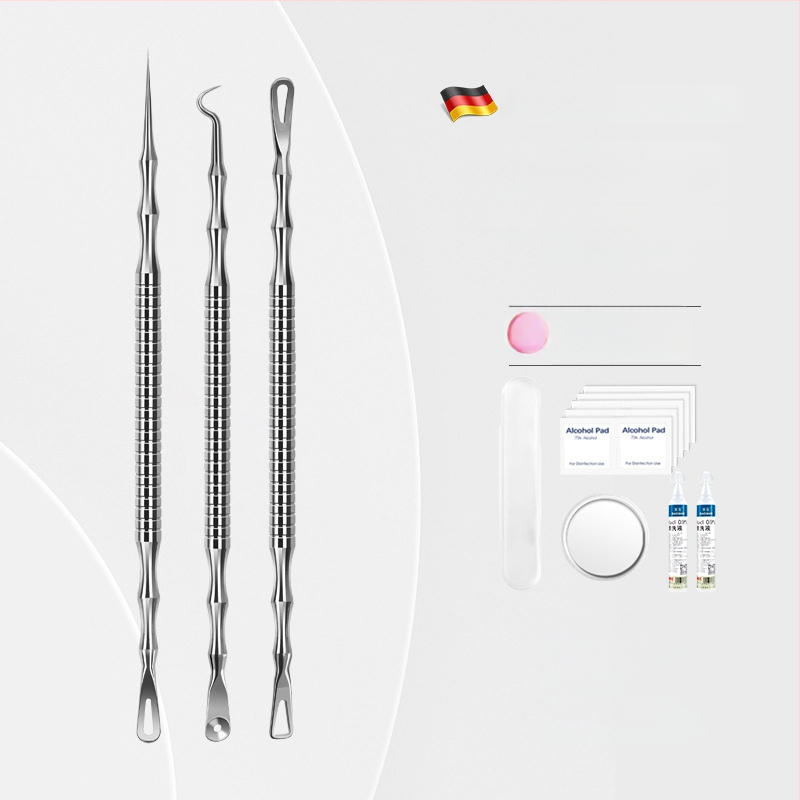 Spuogų adatos ir inkštirų šalinimo rinkinys, itin aštri No. 5 galvutė, nerūdijantis plienas