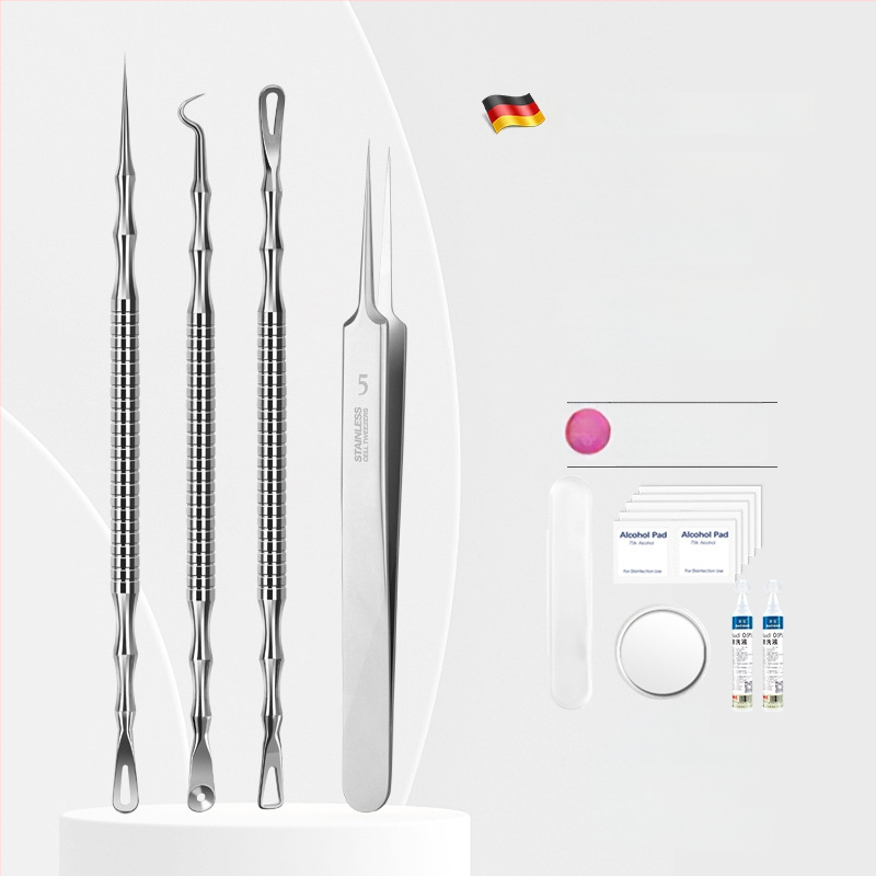 Spuogų adatos ir inkštirų šalinimo rinkinys, itin aštri No. 5 galvutė, nerūdijantis plienas