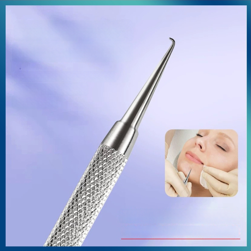 Išlenkta aknės adata – nerūdijančio plieno, ištraukimo įrankis juodoms dėmėms