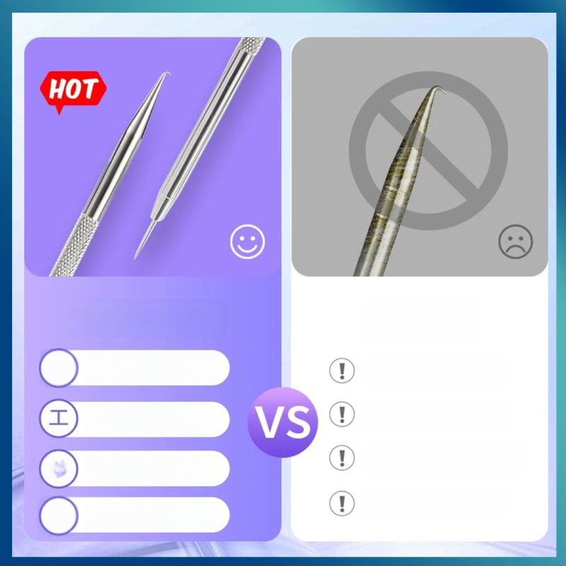 Išlenkta aknės adata – nerūdijančio plieno, ištraukimo įrankis juodoms dėmėms