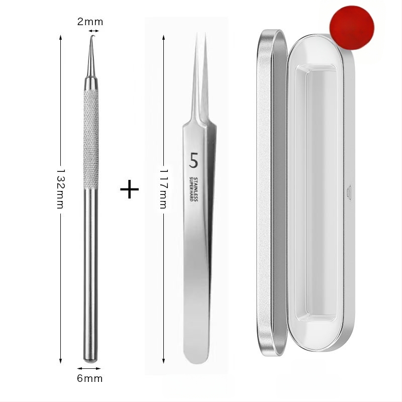 Išlenkta aknės adata – nerūdijančio plieno, ištraukimo įrankis juodoms dėmėms