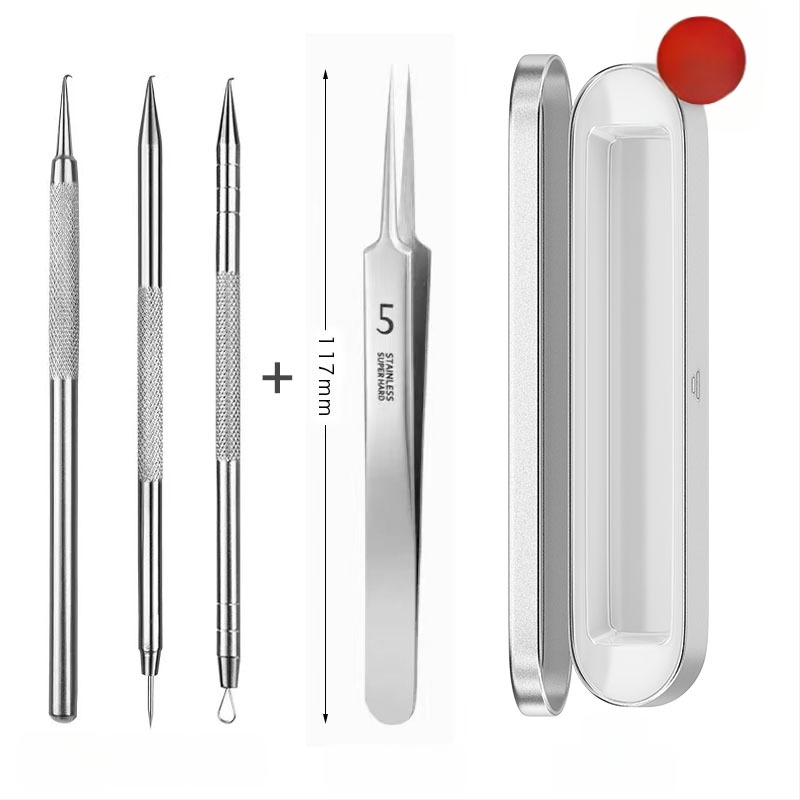 Išlenkta aknės adata – nerūdijančio plieno, ištraukimo įrankis juodoms dėmėms