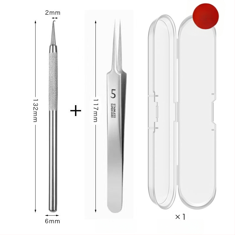 Išlenkta aknės adata – nerūdijančio plieno, ištraukimo įrankis juodoms dėmėms