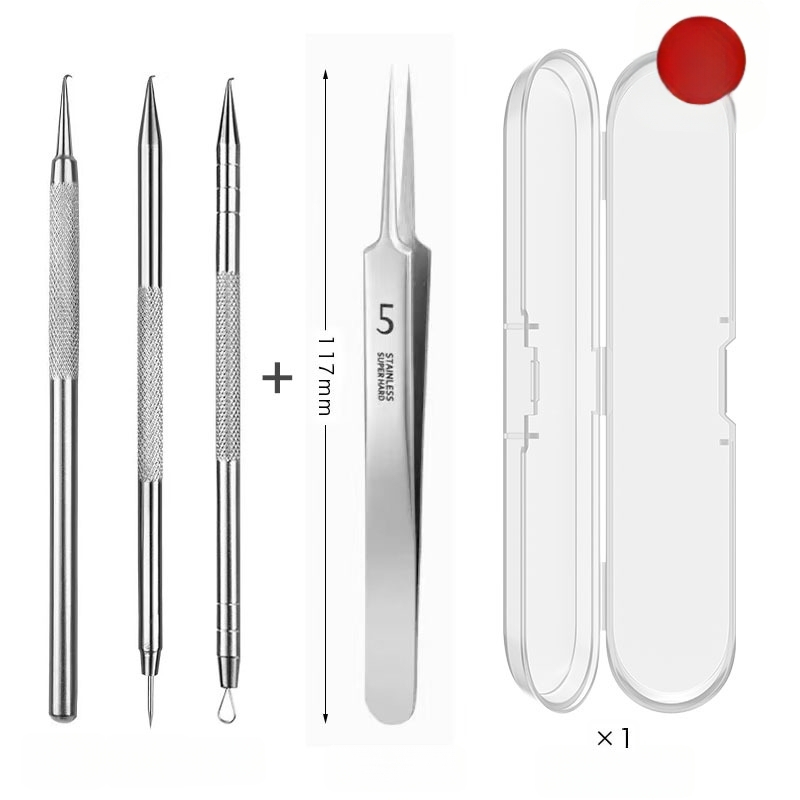 Išlenkta aknės adata – nerūdijančio plieno, ištraukimo įrankis juodoms dėmėms