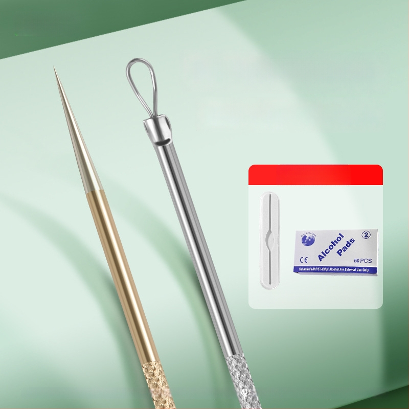 Profesionalus spuogų adatų rinkinys su ultra aštriais plonais adata ir juodųjų taškų šalinimo antgaliais, nerūdijantis plienas – Nilia