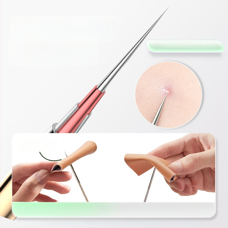 Profesionalus spuogų adatų rinkinys su ultra aštriais plonais adata ir juodųjų taškų šalinimo antgaliais, nerūdijantis plienas – Nilia