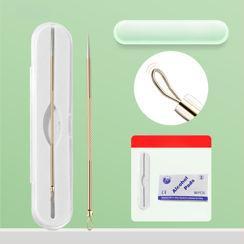 Profesionalus spuogų adatų rinkinys su ultra aštriais plonais adata ir juodųjų taškų šalinimo antgaliais, nerūdijantis plienas – Nilia