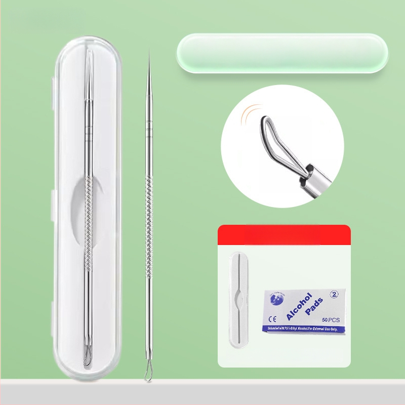 Profesionalus spuogų adatų rinkinys su ultra aštriais plonais adata ir juodųjų taškų šalinimo antgaliais, nerūdijantis plienas – Nilia