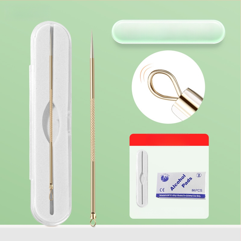 Profesionalus spuogų adatų rinkinys su ultra aštriais plonais adata ir juodųjų taškų šalinimo antgaliais, nerūdijantis plienas – Nilia