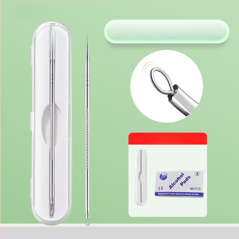 Profesionalus spuogų adatų rinkinys su ultra aštriais plonais adata ir juodųjų taškų šalinimo antgaliais, nerūdijantis plienas – Nilia