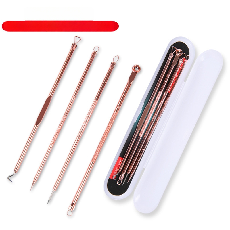 Huashun Nerūdijančio plieno 4 dalių spuogų ir juodųjų dėmių įrankių rinkinys