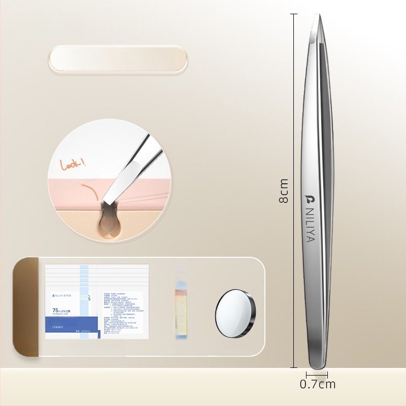 Nilia juodųjų inkliuzų žnyplės – aukšta precizija, nerūdijantis plienas, saugus įrankis poroms ir antakiams salone