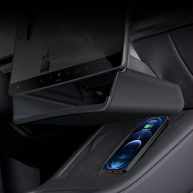 Tesla centrinės konsolės laikymo dėžutė su servetėlių laikikliu ir ETC laikikliu, TPE medžiaga, atsparus vandeniui, prietaisų skydeliui, modelis WL-01