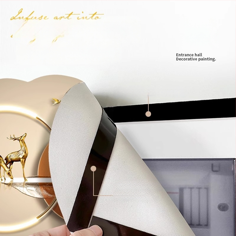 Dekoratyvinis paveikslas skaitiklio dėžutėje — magnetinis tvirtinimas, be gręžimo, be rėmo, gėlių motyvas, odinės dažų pagrindas