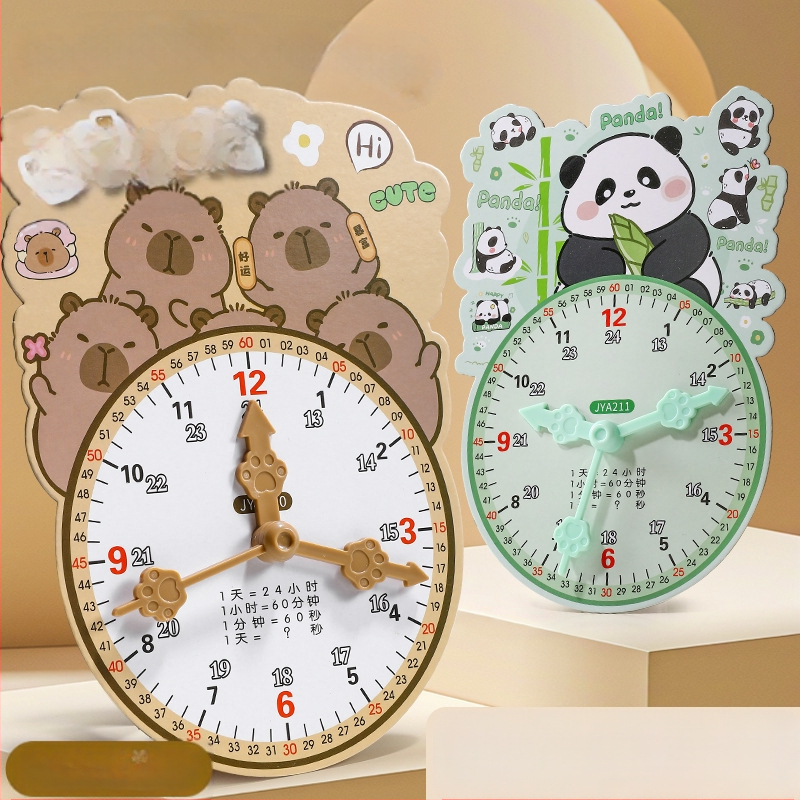 Švietėjiškas laikrodžio modelis laikui įsisavinti – kartonas/plastikas, skirtas 7–14 metų vaikams; pakuotė tinkliname maiše; skatina intelektinę plėtrą, praktinį mokymą ir interaktyvią žaidą.