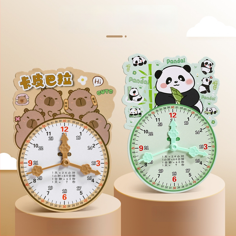 Švietėjiškas laikrodžio modelis laikui įsisavinti – kartonas/plastikas, skirtas 7–14 metų vaikams; pakuotė tinkliname maiše; skatina intelektinę plėtrą, praktinį mokymą ir interaktyvią žaidą.