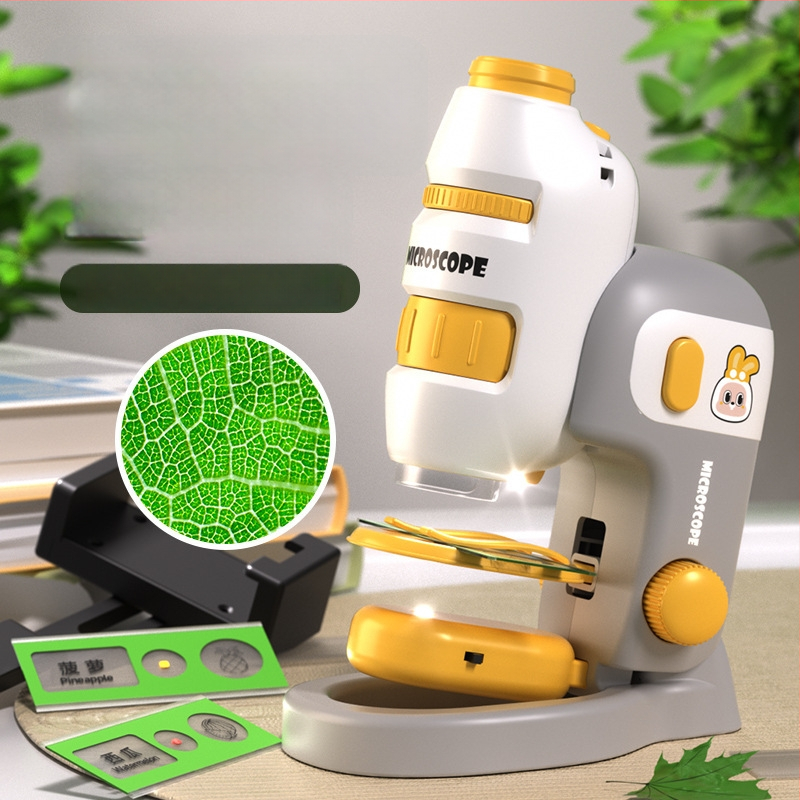 Laste mikroskoop 3-ühes, kompaktne hariv mänguasi, plastmassist, DIY-sõbralik, värvilises kastis pakendatud, mõeldud 4–6-aastastele, bioloogia/keemia (plastmass; DIY; värviline kast; 4–6 a.; bioloogia/keemia)